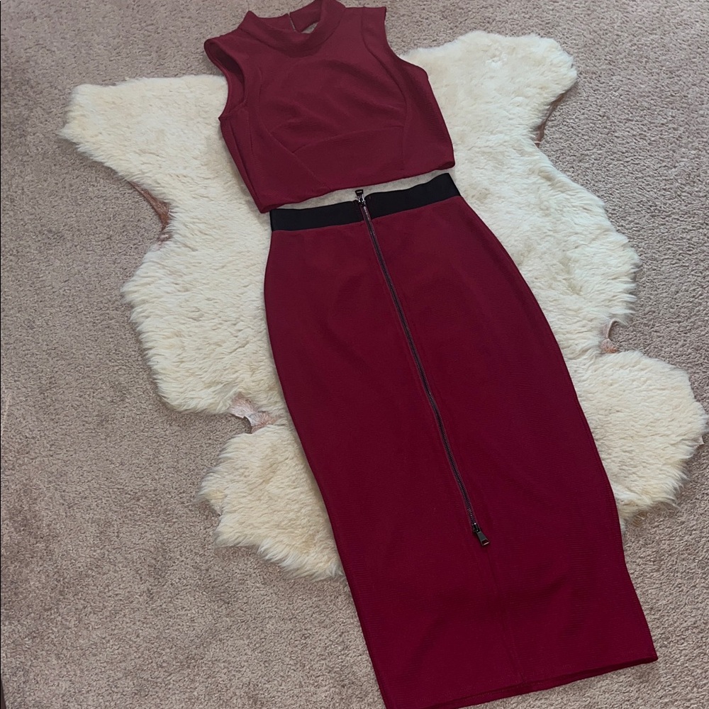 bebe Red Pencil Skirt Set
